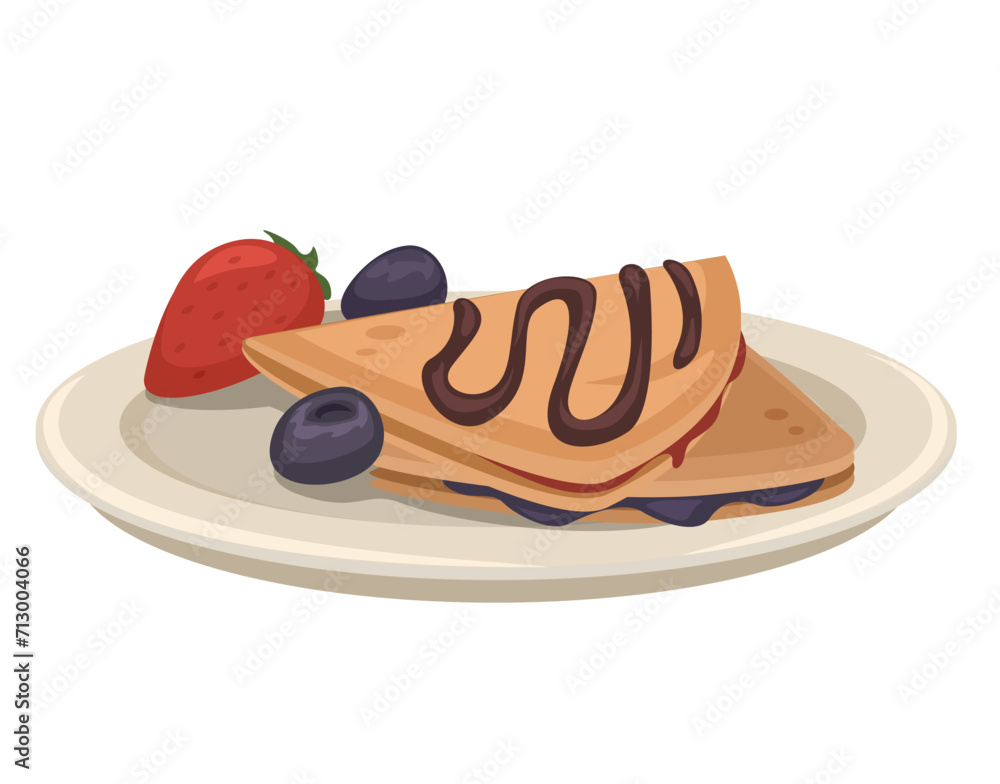 Crepes On Plate Cartoon illustration Vector Crepes On Plate Cartoon illustration Vector