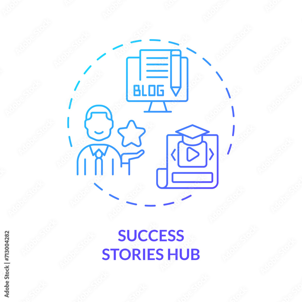2D gradient success stories hub icon, creative isolated vector, thin line illustration representing extracurricular activities. 2D gradient success stories hub icon, creative isolated vector, thin line illustration representing extracurricular activities.