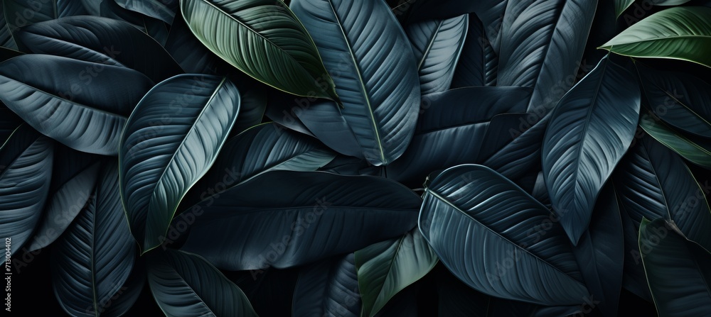 Abstract black tropical leaf textures for dark nature background flat lay with copy space Abstract black tropical leaf textures for dark nature background flat lay with copy space