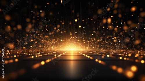 Dynamic golden bokeh particles: abstract background for cinematic events, awards, trailers, and concert openers - luxury celebration atmosphere