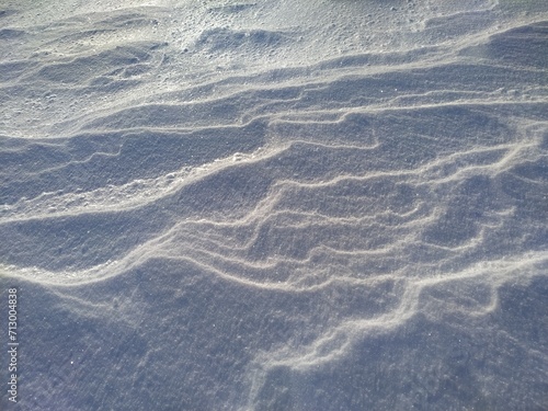 Snow surface closeup, white desert