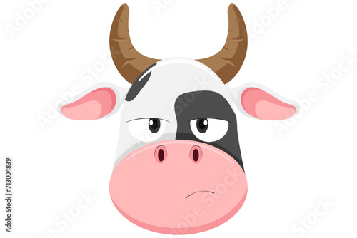 Cute Cow Expression Sticker Design