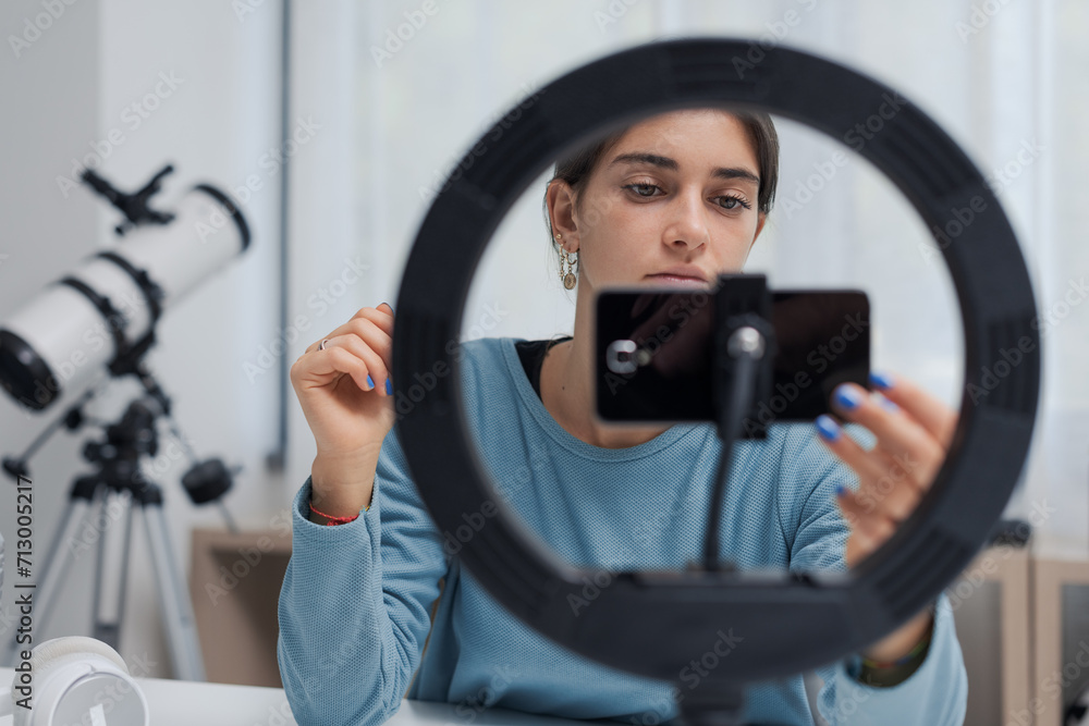 Obraz premium Creative girl recording a video for social media