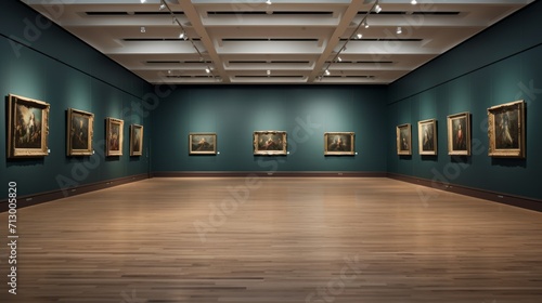 Serene empty art galleries in renowned