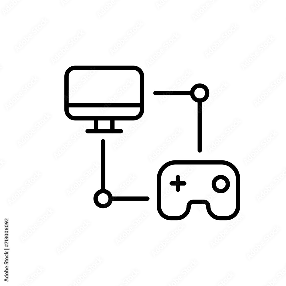 Online gaming outline icons, minimalist vector illustration ,simple transparent graphic element .Isolated on white background