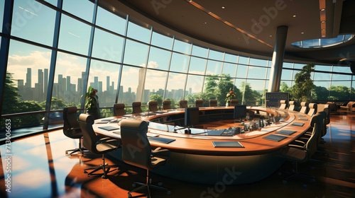 Modern Corporate Office with City View and Spacious Meeting Area