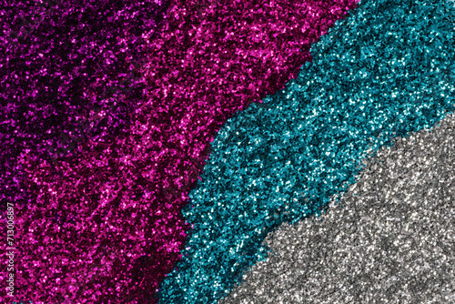 Pink teal silver glitter background