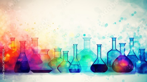 Vibrant abstract chemistry background with molecular structures and scientific elements
