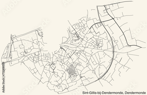 Wallpaper Mural Street roads map of the SINT-GILLIS-BIJ-DENDERMONDE COMMUNITY, DENDERMONDE Torontodigital.ca