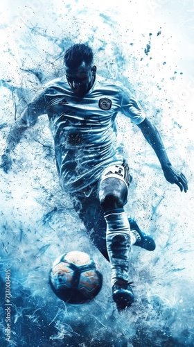 Player with ball. Vertical background