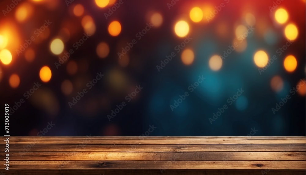 Empty Wooden Table with Fire Background