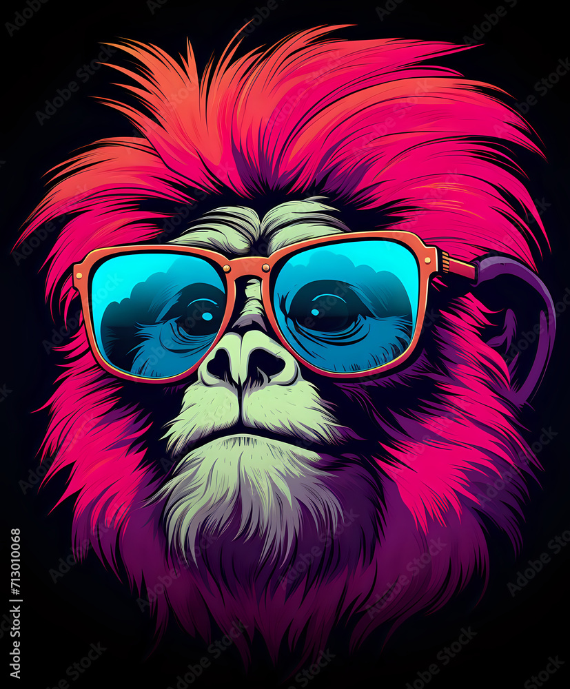 Gibbon With Sunglasses Generative AI