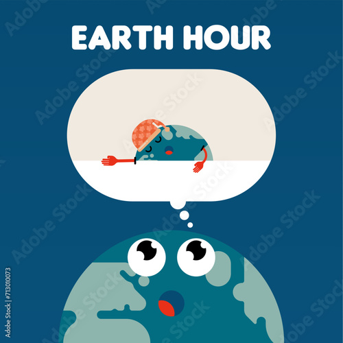 Happy earth hour day illustration background