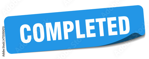 completed sticker. completed label
