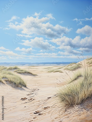 Sandy Serenity  Beachy Sand Dune Craft Field Painting