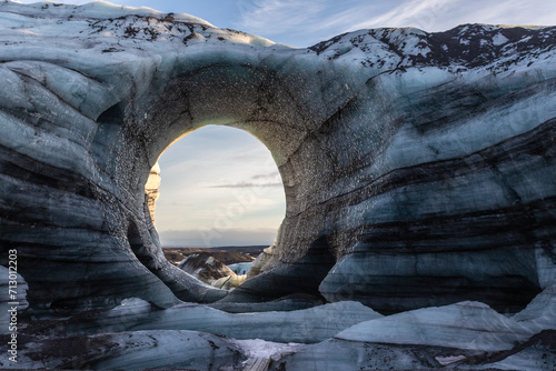 Tour at Katla Glacier in winter into the ice caves in Iceland photo