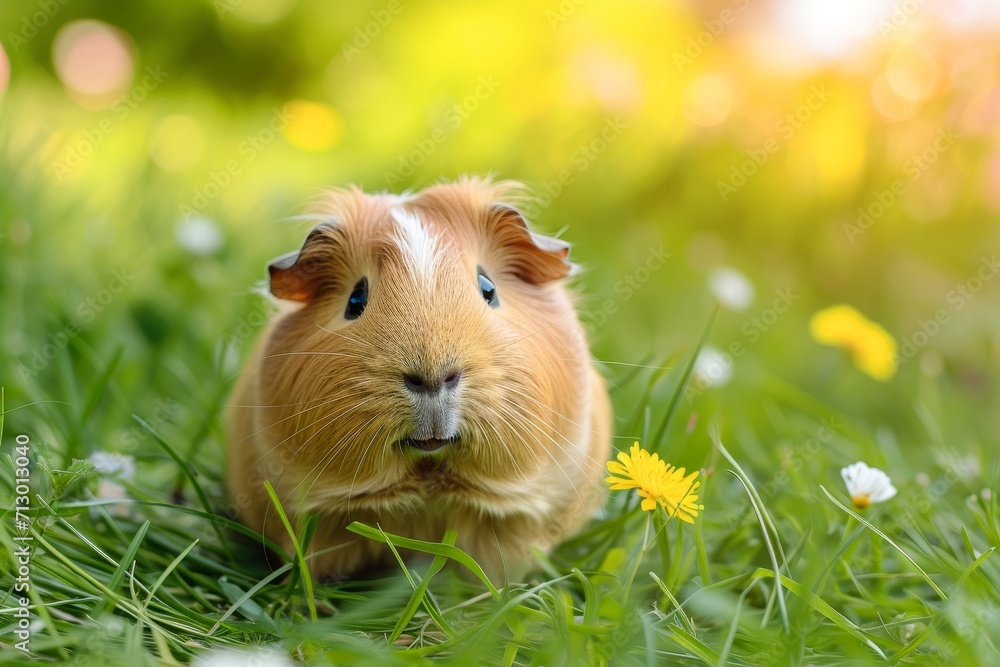 A cute guinea pig enjoying a sunny day. A cute guinea pig enjoying a sunny day.