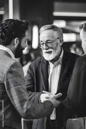 Respect and Gratitude: Boss Appreciating Employee in Daytime Monochrome Portrait