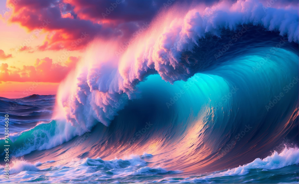 Colorful Big Waves in the ocean wallpaper