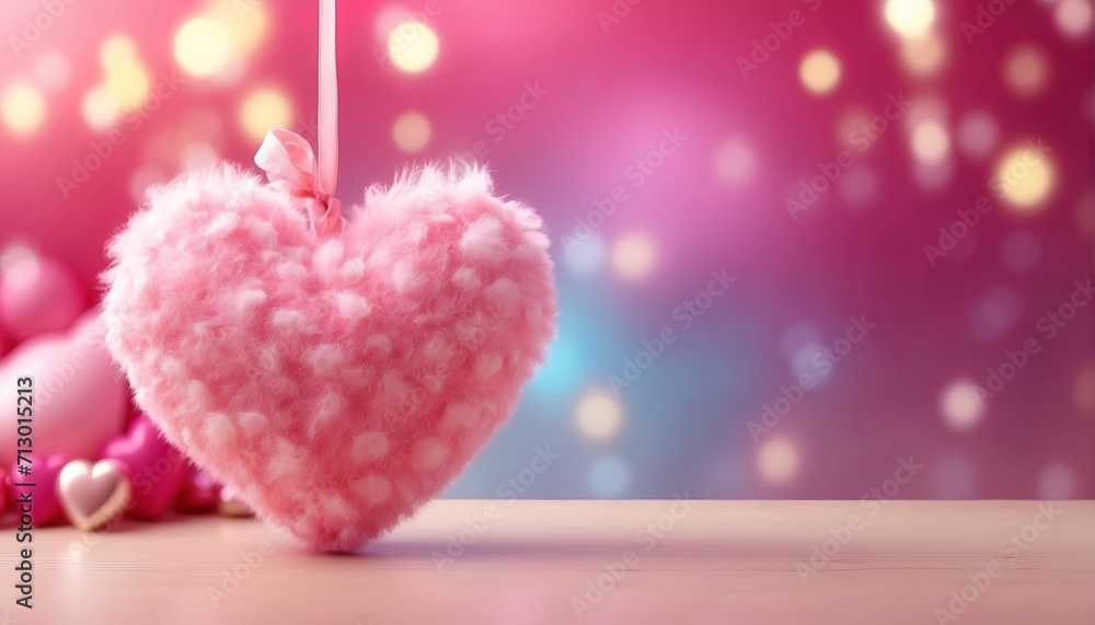 Obraz premium Fluffy pink heart, valentine decoration