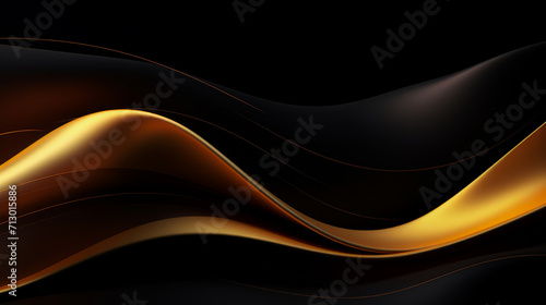 Beautiful luxury 3D modern abstract neon black and gold background composed of waves with light digital effect.