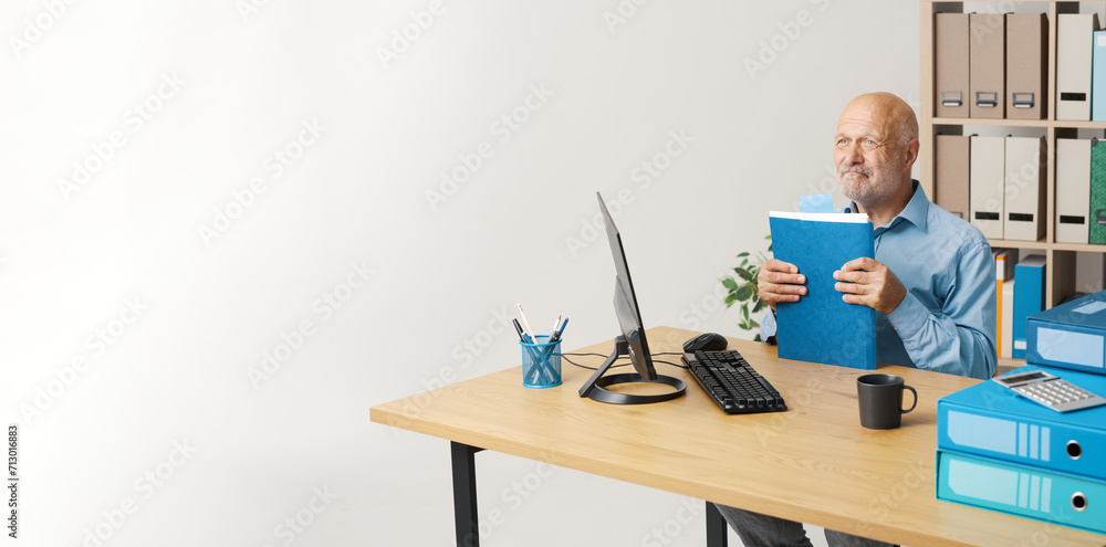 Pensive businessman in the office Pensive businessman in the office