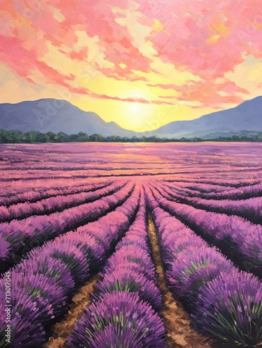 Classic Provence Lavender Art: Vintage Craftsmanship in Stunning Lavender Field Wall Art