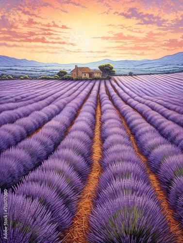 Classic Provence Lavender Art  Vintage Beauty Amongst Lavender Fields