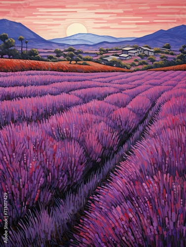 Classic Provence Lavender Art: Vintage Fields Wall Art by (Artist's Name)