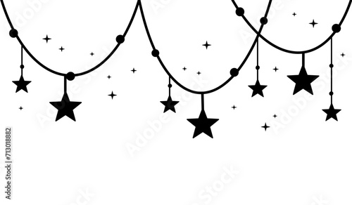 star and sparkle border hanging decoration frame element carnival garland for birthday new year baby shower party