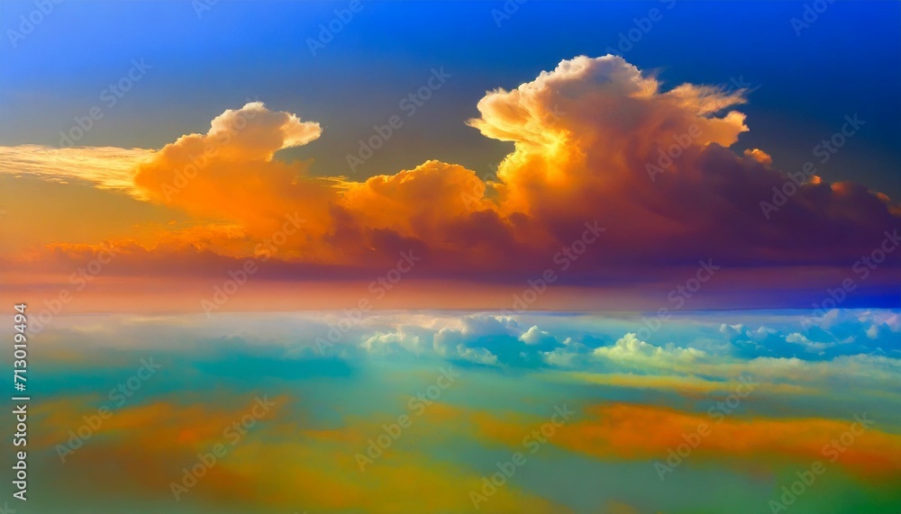 Arrangement of surreal colors and textures of the sunset on the theme of landscape