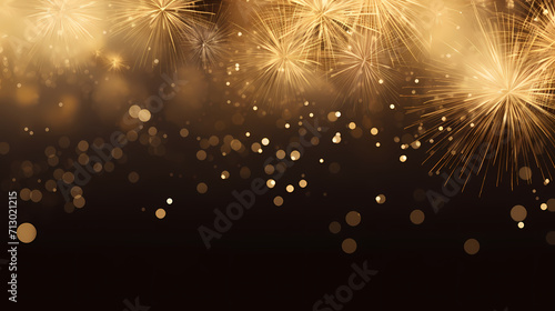 Happy New Year, burning fireworks with bokeh light background