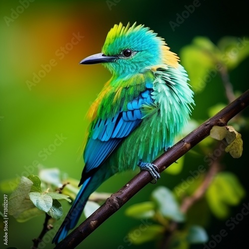 Nice blue and green bird image Generative AI © MiltonKumar