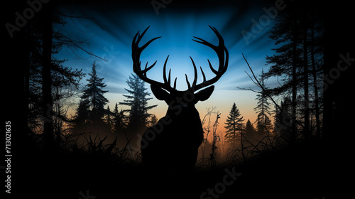 silhouette of a deer on a sunset high definition photographic creative image