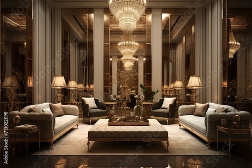 Elegant opulence in a living or hotel space. Generative AI