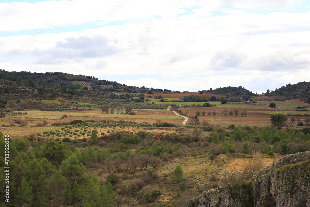The mountain range of Cuenca on a cloudy day of winter