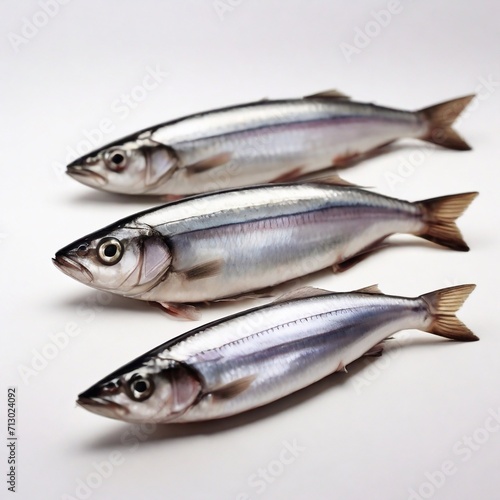 herring lies on a white background, one herring lies on a white background