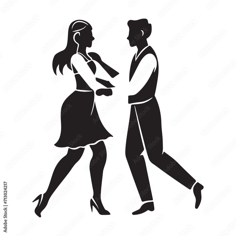 Romantic couple dancing silhouette vector illustration Romantic couple dancing silhouette vector illustration