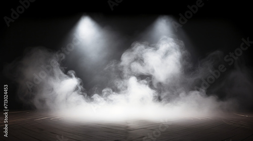 Stage white smoke spotlight background.