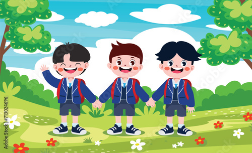 back to school background with students