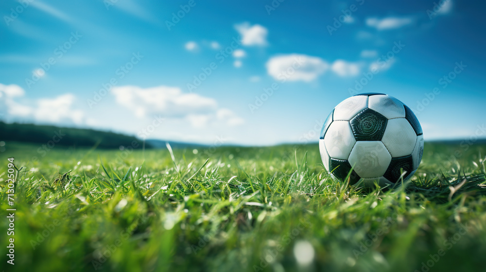 Fototapeta premium soccer ball on grass 