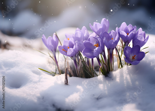 winter crocus near snow background © Davy