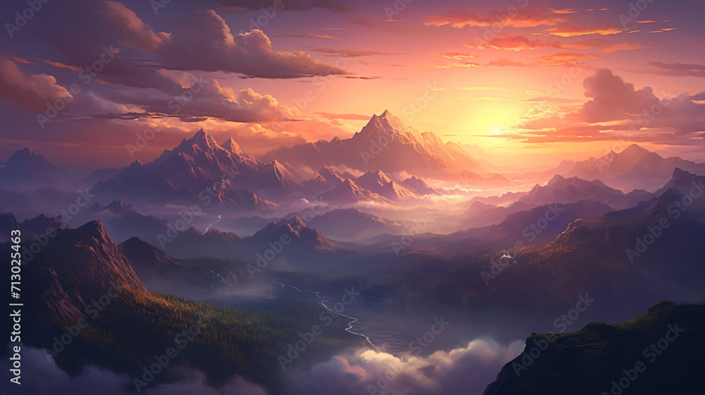 Sunset over the mountains