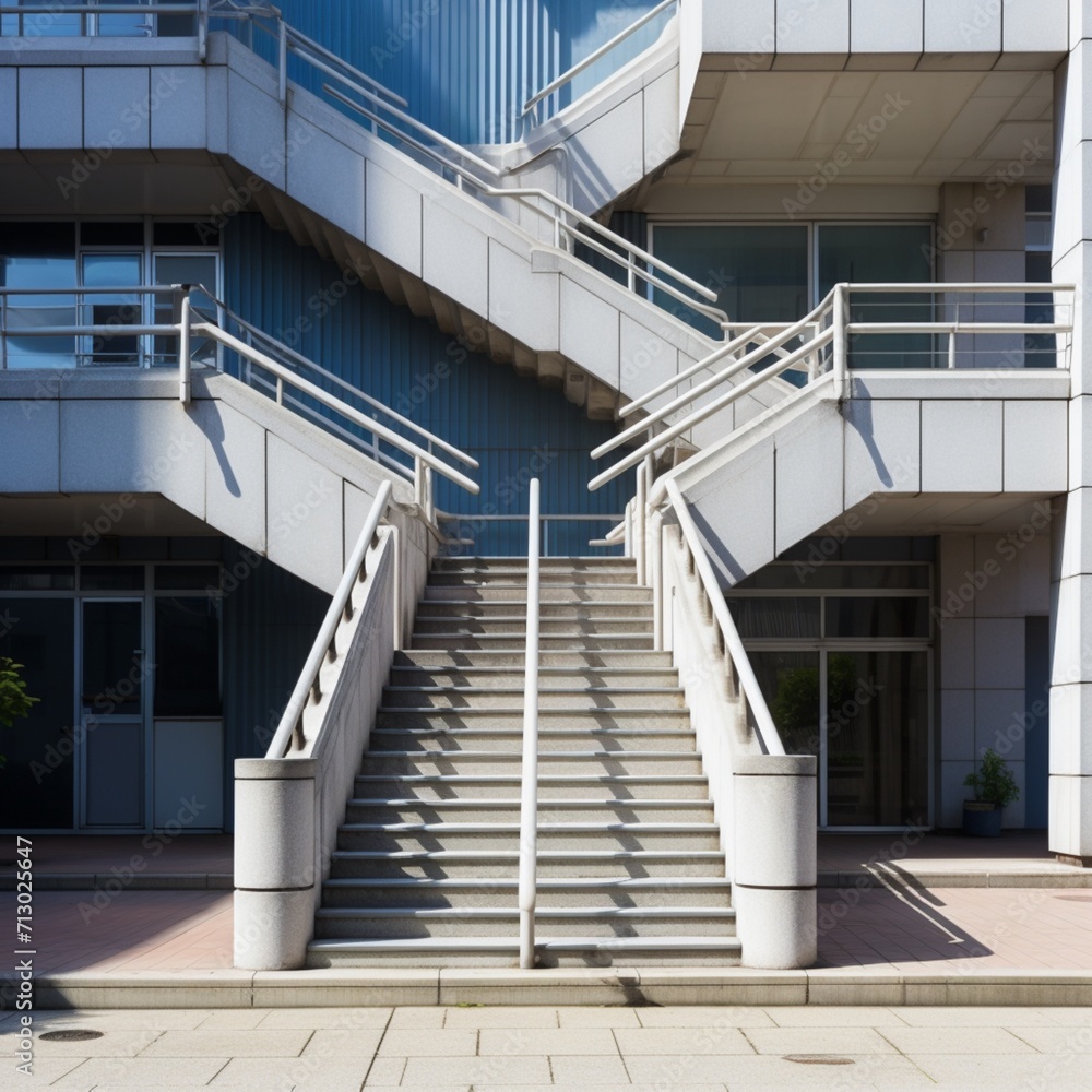 Fototapeta premium Nice high outside building stairs image Generative AI