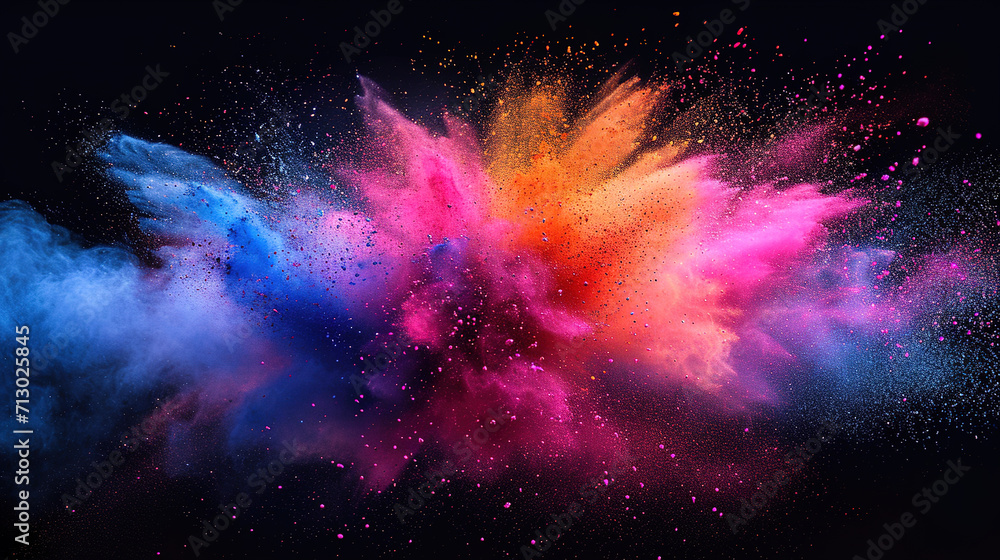Abstract art colored powder on black background. Holy Abstract art colored powder on black background. Holy