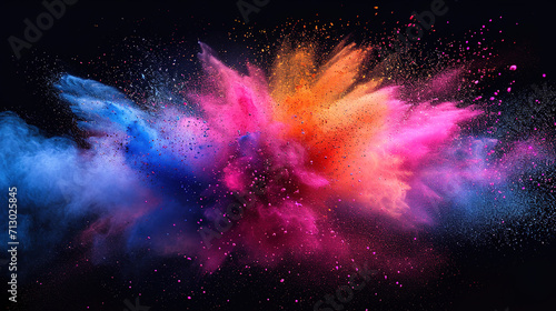 Abstract art colored powder on black background. Holy