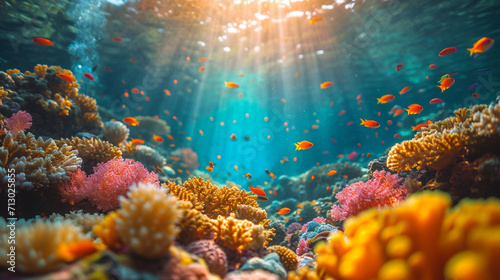 Photo coral reef in sea