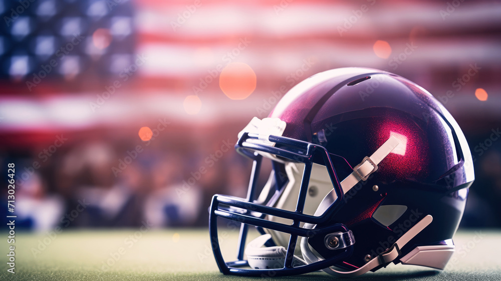 Fototapeta premium American football helmet on a blurred background
