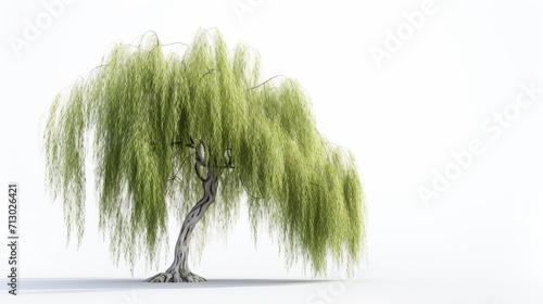 A Lone Willow: Nature’s Beauty Amidst Silent Purity, generative ai
