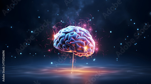 3d brain rendering illustration template background